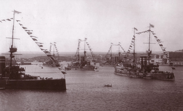 Ships river harbor flags floating free wallpaper for desktop - medium preview image