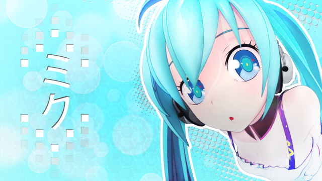 Anime girl blue hair headphones #4 free wallpaper for desktop - medium preview image