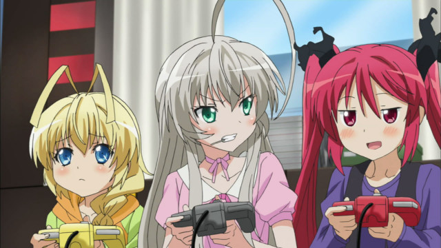 Three anime girls pink hair #2 free wallpaper for desktop - medium preview image