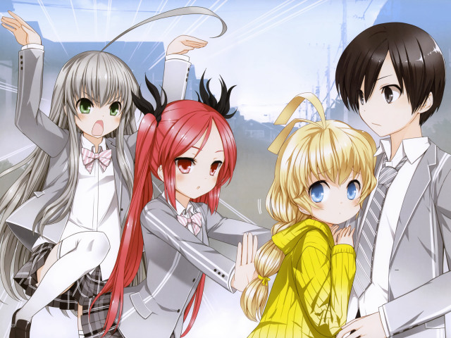 Anime characters group window sky free wallpaper for desktop - medium preview image
