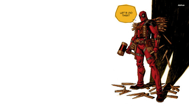 Deadpool speech bubble hammer character free wallpaper for desktop - medium preview image