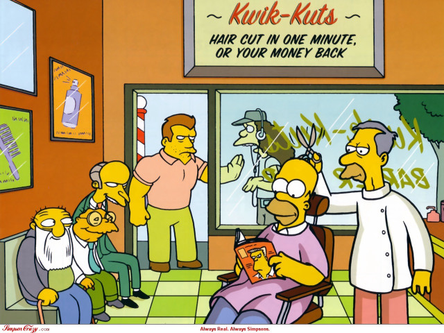 Cartoon man wheelchair barber shop free wallpaper for desktop - medium preview image