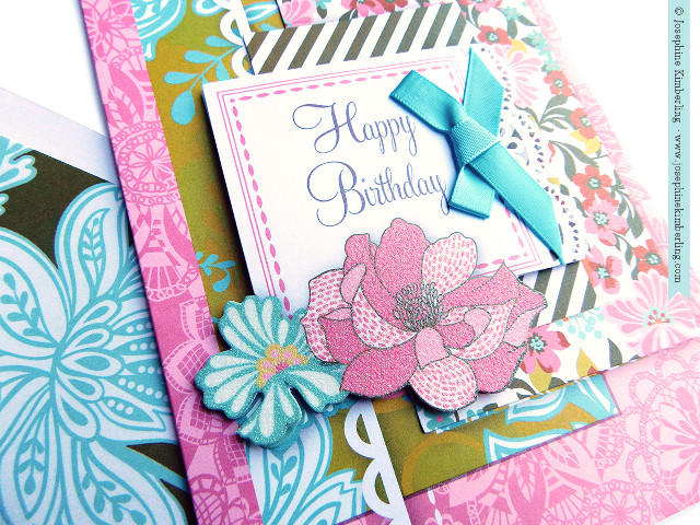 Birthday card closeup flower ribbon free wallpaper for desktop - medium preview image