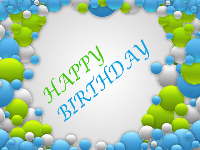 Birthday card blue green bubbles free wallpaper for desktop - medium preview image