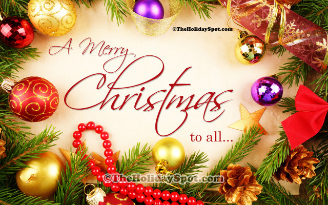 Merry christmas message ornaments decorations free wallpaper for desktop - medium preview image