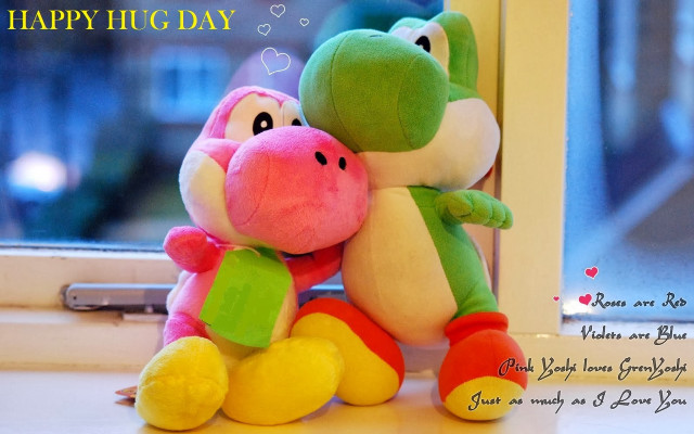 Stuffed animal hug day message free wallpaper for desktop - medium preview image
