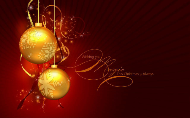 Red gold christmas card ornaments free wallpaper for desktop - medium preview image