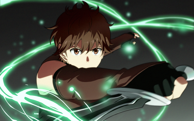 Anime character sword green light free wallpaper for desktop - medium preview image