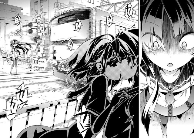 Anime couple train station characters free wallpaper for desktop - medium preview image