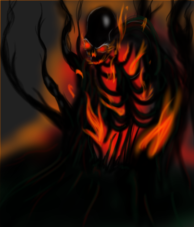 Skeleton helmet flames black orange free wallpaper for tablet - medium preview image