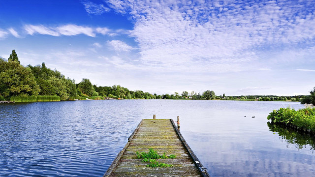 Long dock lake sky clouds free wallpaper for desktop - medium preview image