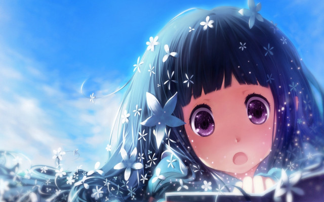 Girl long hair purple eyes #2 free wallpaper for desktop - medium preview image