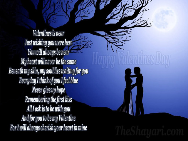 Couple kissing tree fullmoon poem free wallpaper for desktop - medium preview image