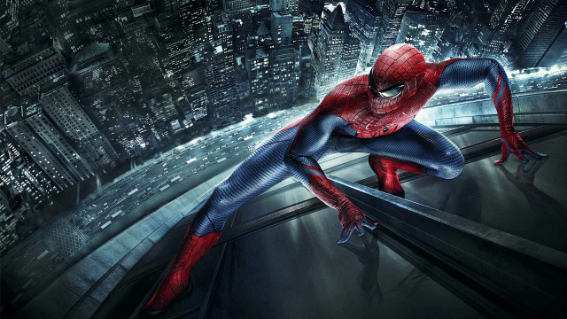 Man spider suit ledged city free wallpaper for desktop - medium preview image