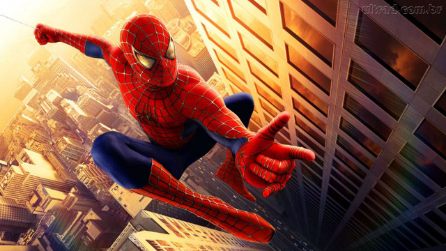 Spider man flying city tall #2 free wallpaper for desktop - medium preview image