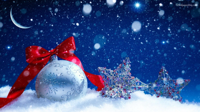 Christmas ornament star snow red free wallpaper for desktop - medium preview image