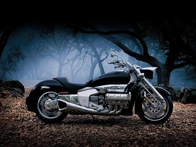 Motorcycle parked wooded area trees free wallpaper for desktop - medium preview image