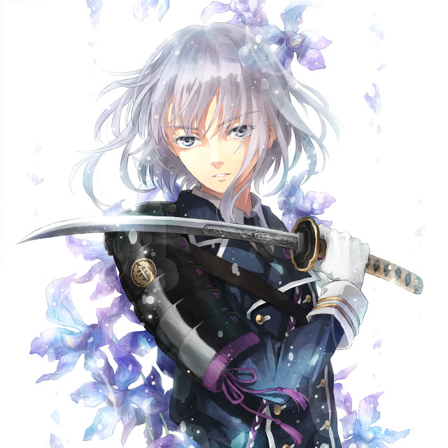 Anime character sword purple flowers free wallpaper for tablet - medium preview image