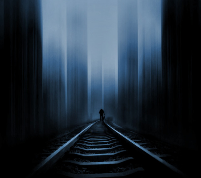 Train track forest foggy sky free wallpaper for tablet - medium preview image