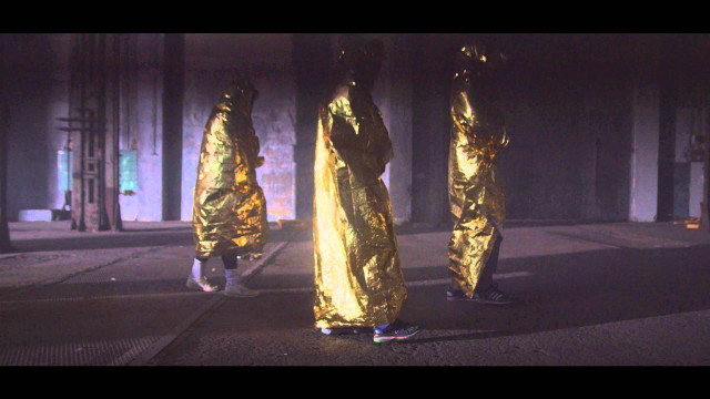 Gold raincoats night street skateboard free wallpaper for desktop - medium preview image