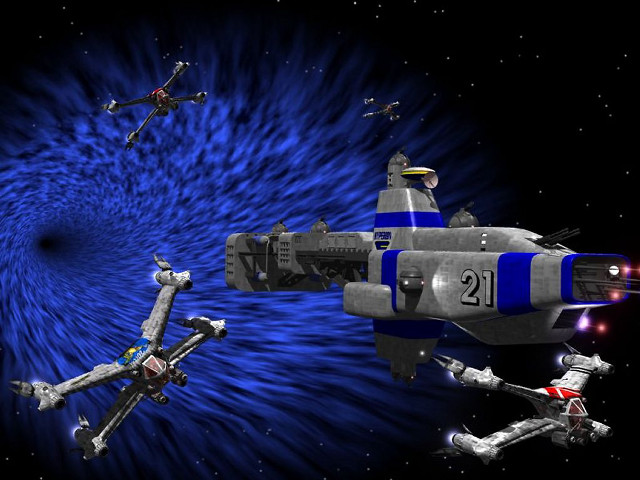 Space station blue spiral black free wallpaper for desktop - medium preview image