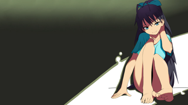 Girl sitting surfboard legs crossed free wallpaper for desktop - medium preview image