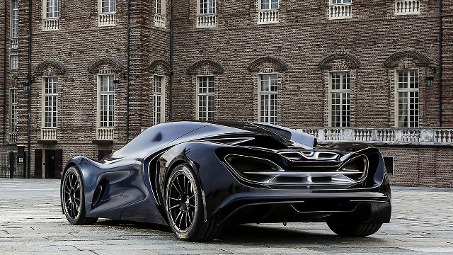 Black sports car clock tower free wallpaper for desktop - medium preview image