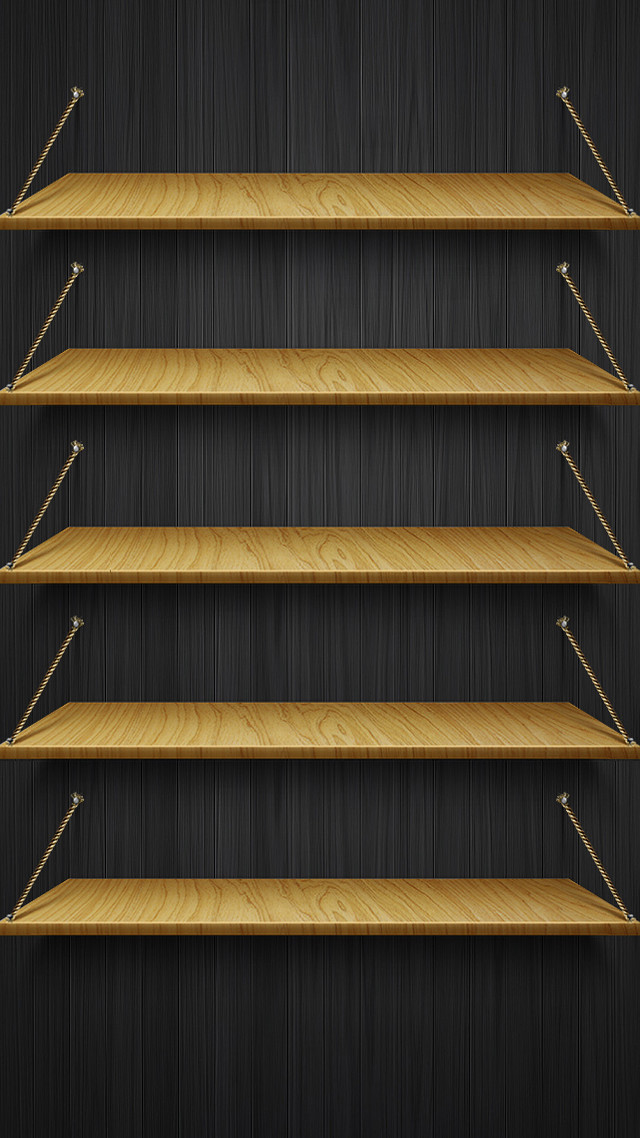Wooden shelves metal brackets black free wallpaper for mobile - medium preview image