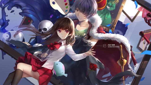 Anime characters pose skulls ghost free wallpaper for desktop - medium preview image