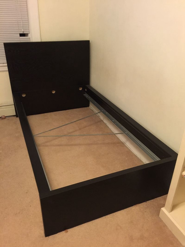 Bed frame black headboard white free wallpaper for mobile - medium preview image