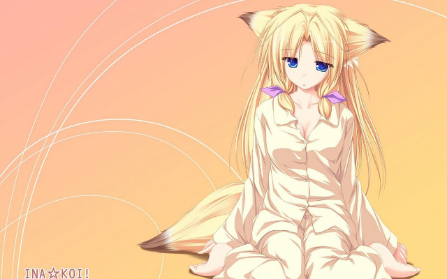 Anime girl blonde fox ears #2 free wallpaper for desktop - medium preview image