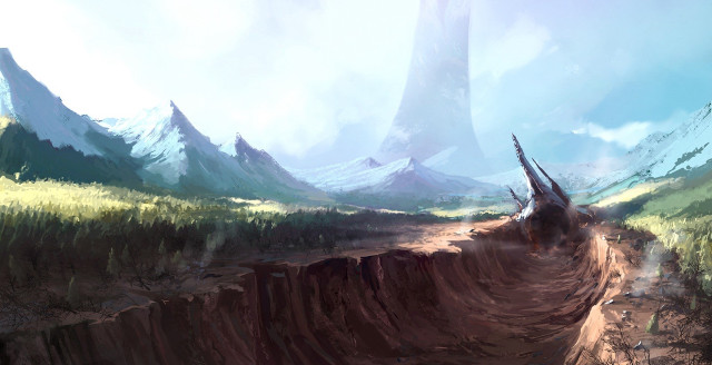 Mountain landscape path forest tall free wallpaper for desktop - medium preview image