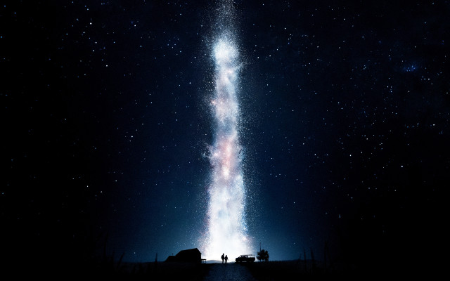 Starry sky long exposure person free wallpaper for desktop - medium preview image