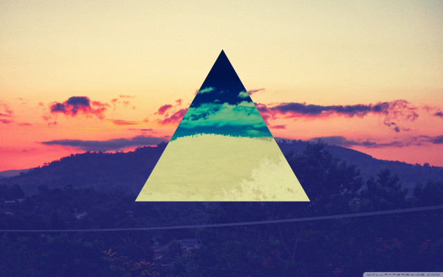 Triangle sunset sky mountain background free wallpaper for desktop - medium preview image