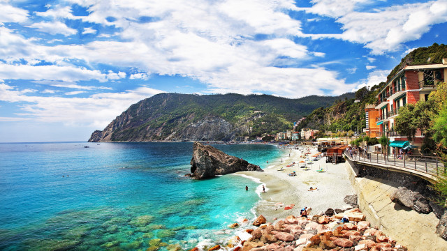 Beach cliff water people mountain free wallpaper for desktop - medium preview image