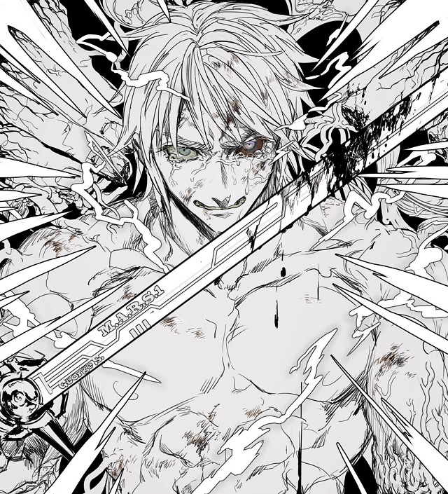 Man sword demon shoulder drawing free wallpaper for tablet - medium preview image