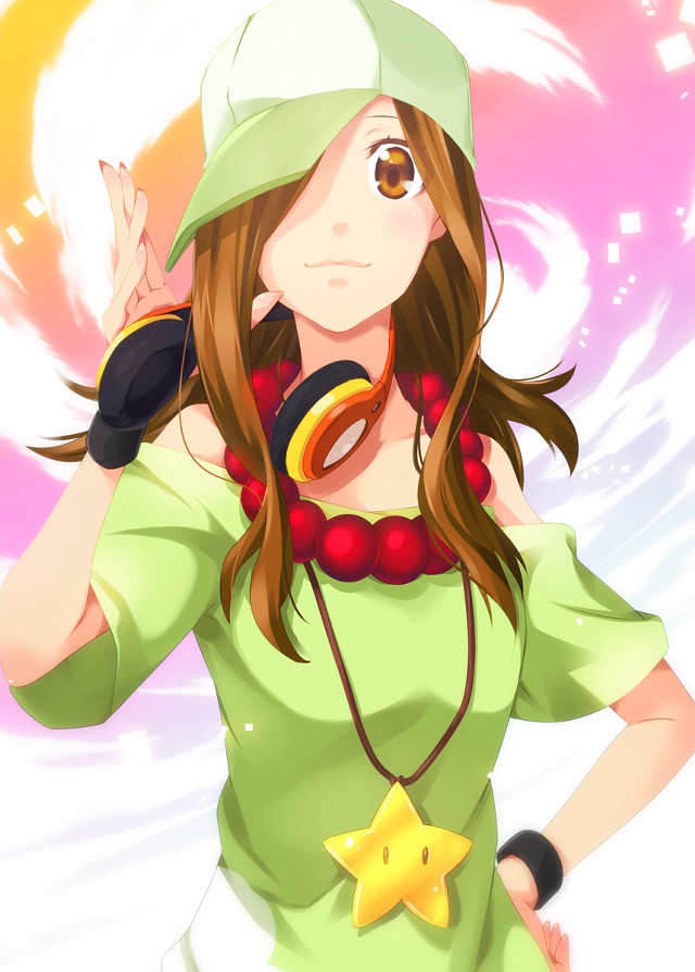 Woman hat star necklace green free wallpaper for mobile - medium preview image