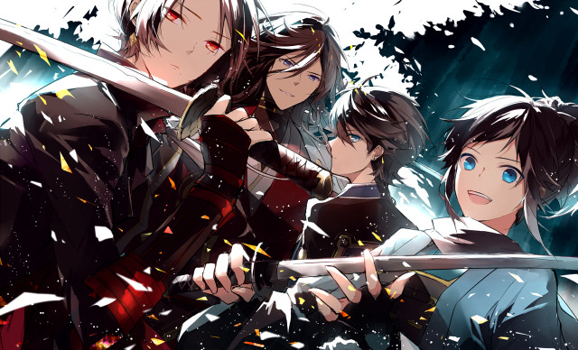 Shinsengumi swords snow japanese boys free wallpaper for desktop - medium preview image