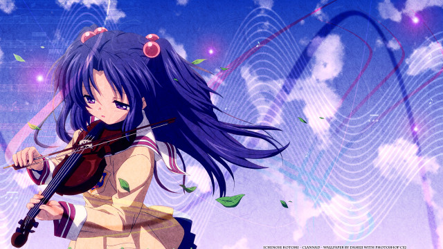 Girl playing violin blue sky free wallpaper for desktop - medium preview image