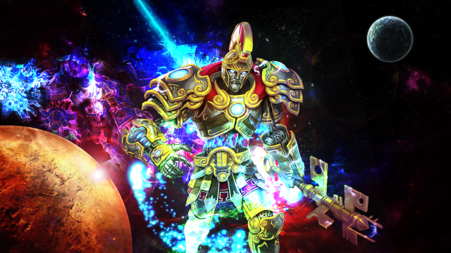 Space battle giant robot planet free wallpaper for desktop - medium preview image
