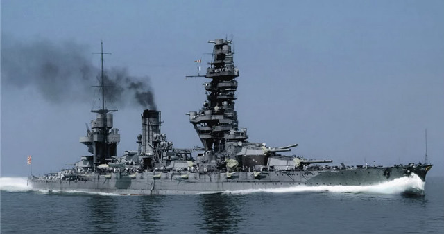 Battleship floating water smoke stacks #2 free wallpaper for desktop - medium preview image