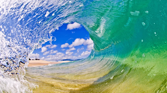 Breaking wave green blue white free wallpaper for desktop - medium preview image