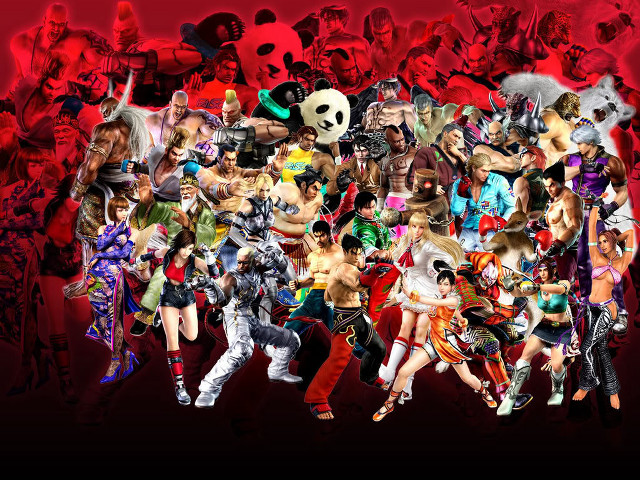 Anime collage red black background free wallpaper for desktop - medium preview image