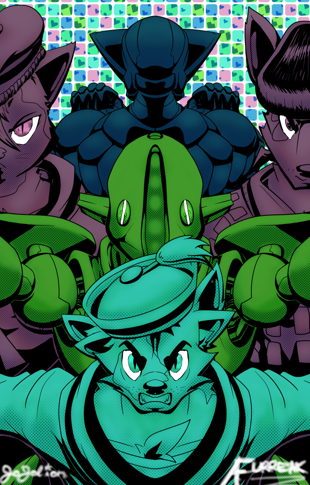 Cartoon characters green background blue free wallpaper for mobile - medium preview image