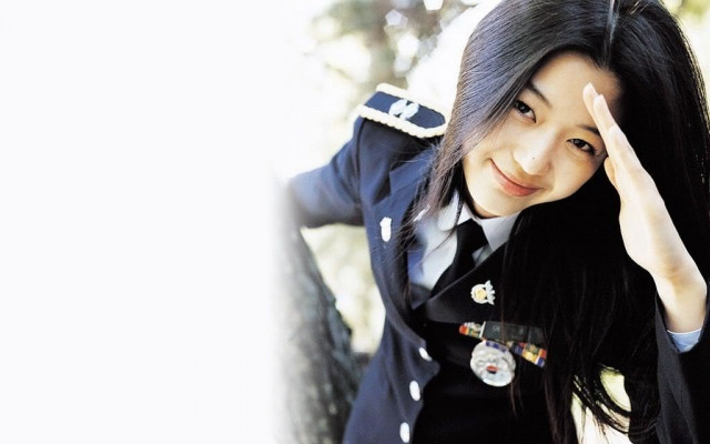 Woman uniform posing picture hand free wallpaper for desktop - medium preview image