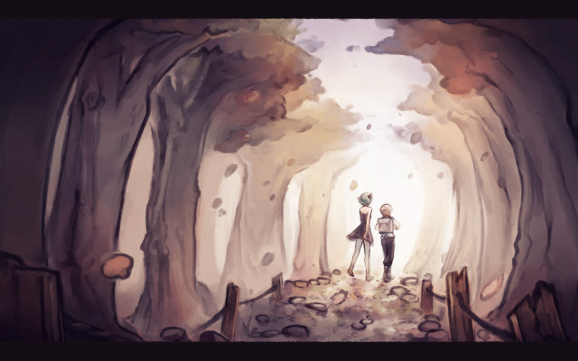 Couple tunnel trees light path free wallpaper for desktop - medium preview image