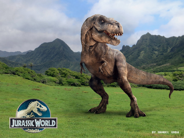Dinosaur statue field mountains sign free wallpaper for desktop - medium preview image