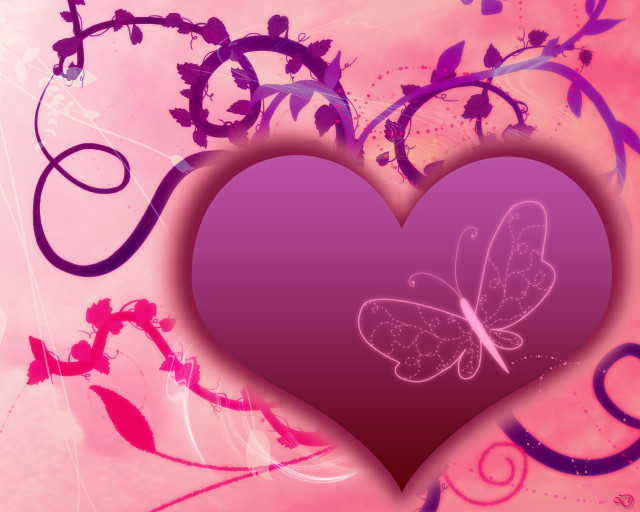 Heart butterfly swirly background side free wallpaper for desktop - medium preview image