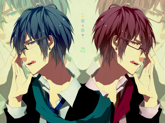 Anime characters glasses ties heads free wallpaper for desktop - medium preview image