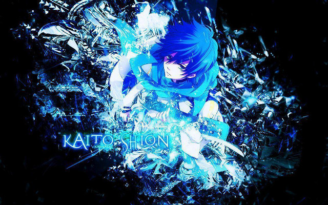 Blue hair anime shattered glass free wallpaper for desktop - medium preview image